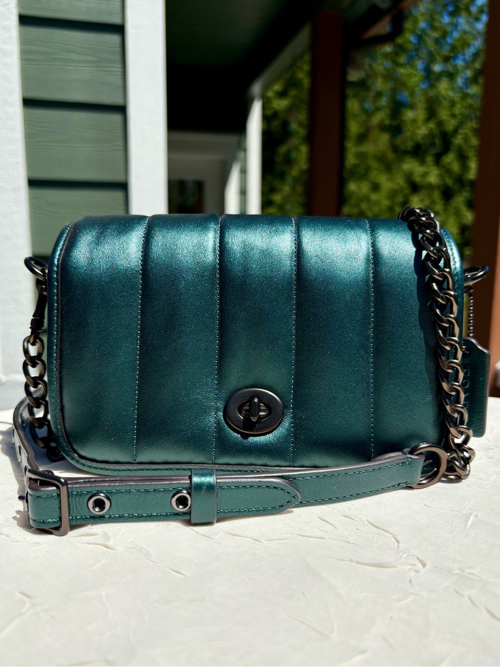 COACH Dinky 18 With Quilting In Dark Teal C6622
